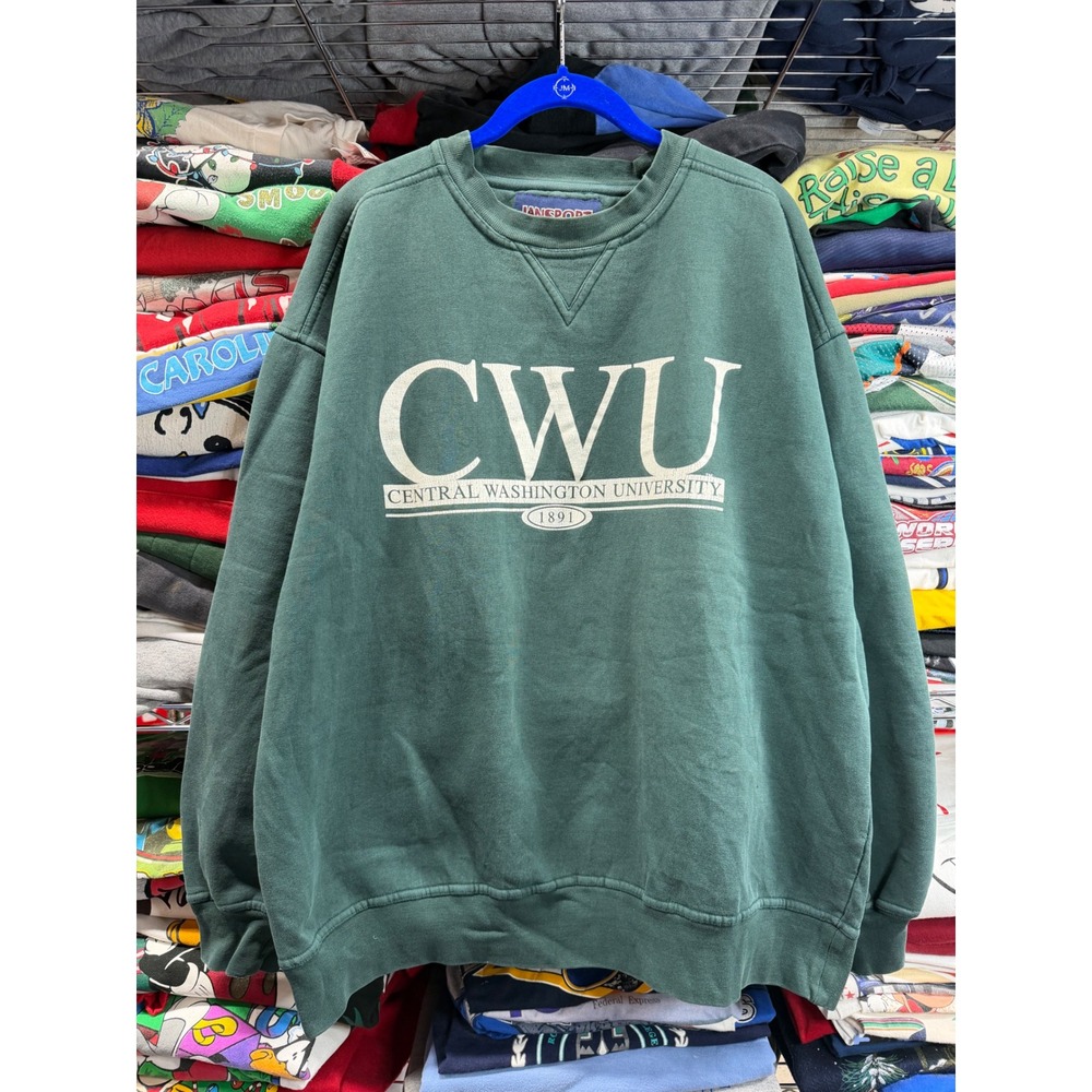 Jansport Central Washington University CWU Sweatshirt Mens XL Green Vintage 1891